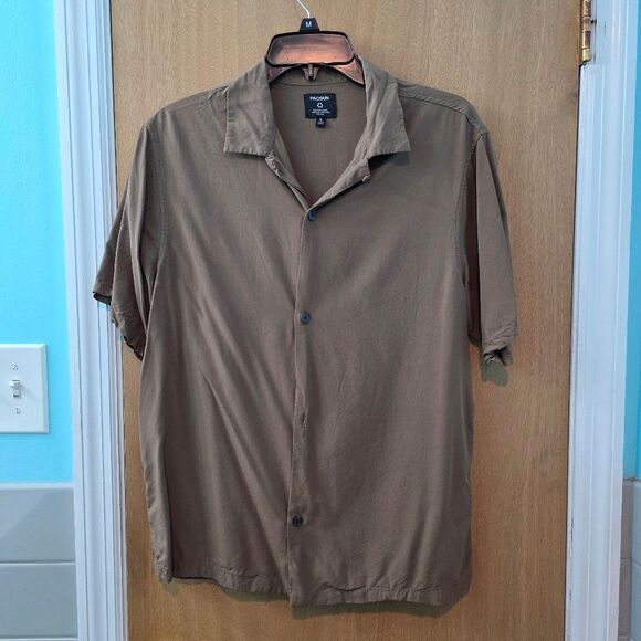 PacSun Brown Button Up - Picture 1 of 3